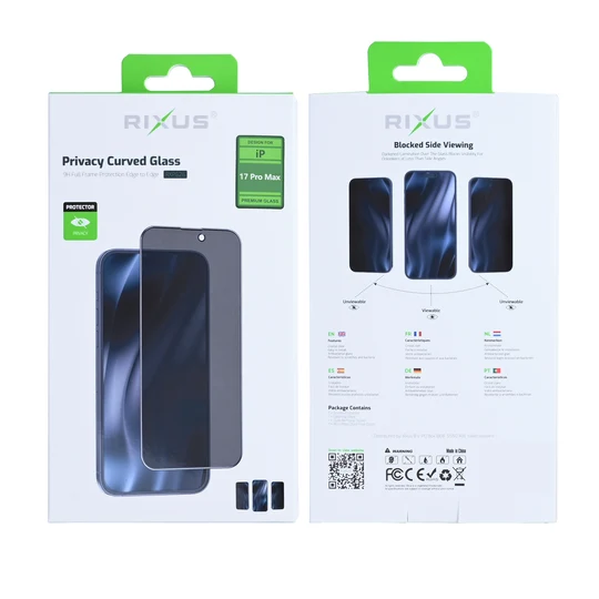 Rixus Privacy Full Curved Edge Tempered Glass für Apple iPhone 17 Pro Max