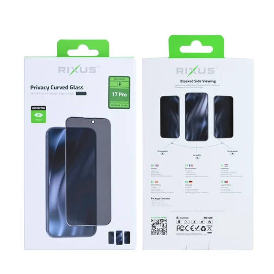 Rixus Privacy Full Curved Edge Tempered Glass für Apple iPhone 17 Pro