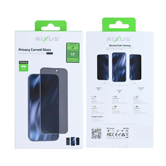 Rixus Privacy Full Curved Edge Tempered Glass für Apple iPhone 17