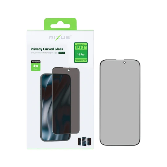 Rixus Privacy Full Curved Edge Tempered Glass für Apple iPhone 16 Pro