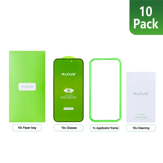 Rixus Privacy Full Curved Edge Tempered Glass für Apple iPhone 17 Pro (10er-Pack)