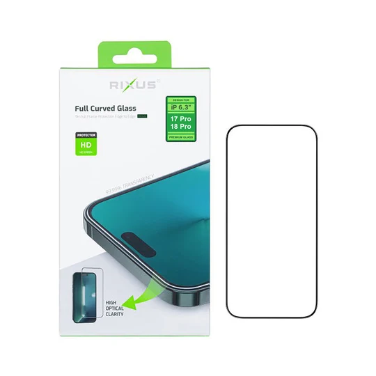 Rixus Clear HD Full Curved Edge Tempered Glass für Apple iPhone 18 Pro