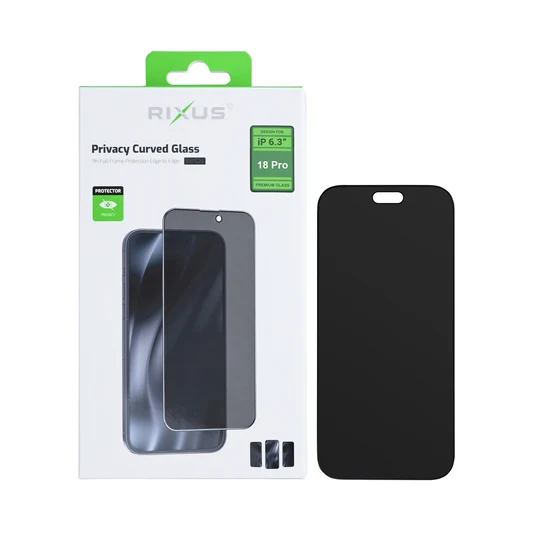 Rixus Privacy Full Curved Edge Tempered Glass für Apple iPhone 18 Pro