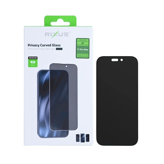 Rixus Privacy Full Curved Edge Tempered Glass für Apple iPhone 17 Pro Max