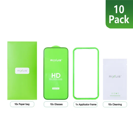 Rixus Clear HD Full Curved Edge Tempered Glass für Apple iPhone 18 Pro Max (10er-Pack)