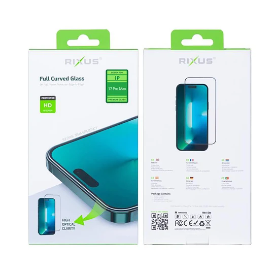 Rixus Clear HD Full Curved Edge Tempered Glass für Apple iPhone 17 Pro Max