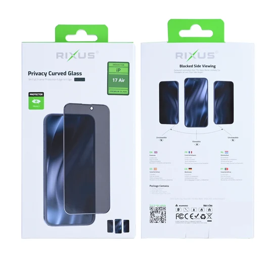 Rixus Privacy Full Curved Edge Tempered Glass für Apple iPhone Air